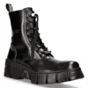 New Rock Boots Leather Ankle Tower Biker Boots-m-wall026n-c5 In Black