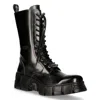 New Rock Boots Leather Ankle Tower Biker Boots-m-wall026n-c5 In Black