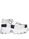 New Rock Buckle-detail Platform Sandals In White