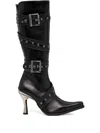 New Rock Buckle-detail Pointed-toe Boots