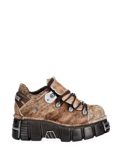 New Rock Chunky-sole Boots In Brown