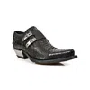 New Rock Embossed Python Black Leather Buckled Shoes-7934-s2 In Black