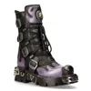 New Rock Flame Accented Black/red Leather Biker Skull Boots- M-591-s5 In Black