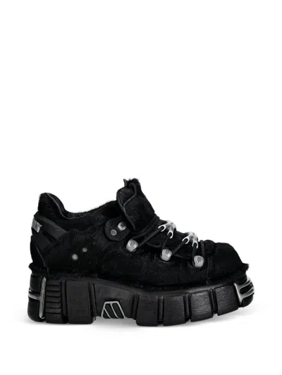 New Rock Fur Sneakers In Black