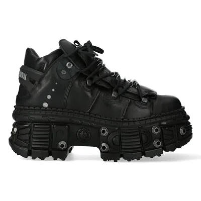 NEW ROCK GOTH LEATHER ANKLE BOOTS-WALL106-S25