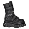 New Rock Goth Platform Leather Boots-m-met422-s1 In Black
