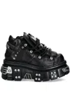 New Rock Hardware-detail Platform Sneakers In Black
