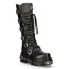 New Rock M-272-s2 Neptuno Metallic Knee High Black Leather Gothic Boots In Black