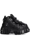 New Rock Lace-up Chunky Boots In Black