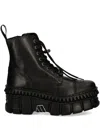 New Rock Black Leather Boots-wall083cct-s6 In Black