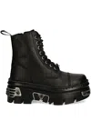 New Rock Lace-up Platform Combat Boots In Black