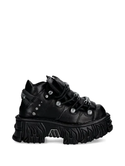 New Rock Lace-up Platform Sneakers In Black