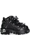 New Rock Lace-up Stud-details Sneakers In Black