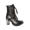 New Rock Tr001-s1 Leather Gothic Punk Boots In Black