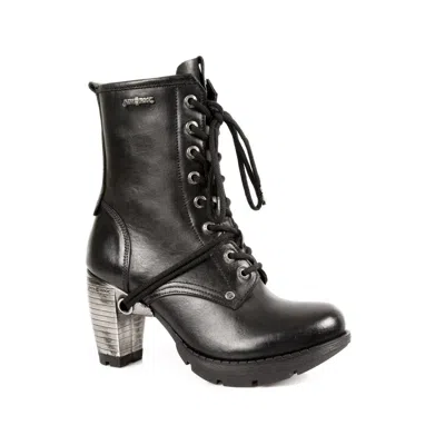 NEW ROCK LADIES BLACK LEATHER GOTHIC TRAIL BOOTS- TR001-S1