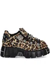 New Rock Leopard-print Platform Sneakers In Neutral