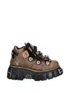 New Rock Logo-plaque Platform Boots In Brown