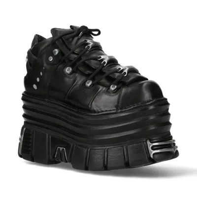 NEW ROCK M-106-C181 BLACK GOTHIC PUNK CHUNKY PLATFORM ANKLE BOOTS