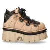 New Rock M-106-s40 Beige Leather Gothic Ankle Platform Boots In Beige