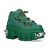 New Rock M-106wall-c29 Metallic Green Leather Gothic Ankle Boots In Green