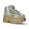 New Rock M-106wall-c49 Dollar Bill Print Leather Platform Ankle Boots In Multi