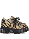 New Rock M-120n-c86 Zebra-print Lace-up Sneakers In Nude