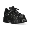 New Rock M-120nr-c1 Black Leather Gothic Platform Ankle Boots In Black