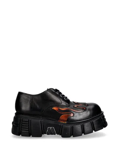 New Rock M-1553c-c2 Flame Platform Boots In Black