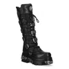 New Rock M-272-s2 Neptuno Metallic Knee High Black Leather Gothic Boots