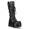 New Rock M-272-s2 Neptuno Metallic Knee High Black Leather Gothic Boots In Black