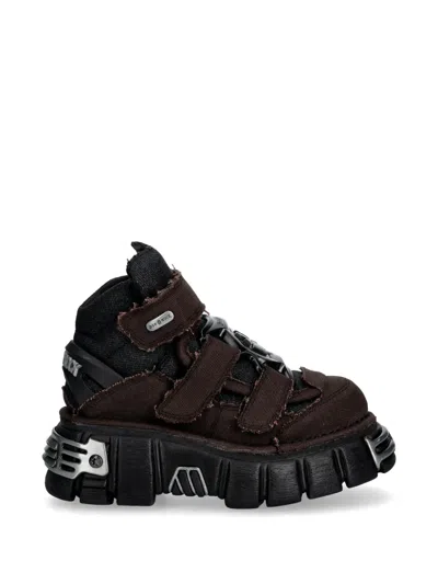 New Rock M-285-c76 Ankle Boots In Brown