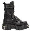 New Rock M-422-s1 Metallic Platform Boots In Black