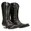 New Rock M-7921-s1 Flame Boots Leather Cowboy In Black