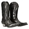 New Rock M-7921-s3 Flame Boots Leather Western In Silver