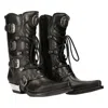 New Rock M-7993-s1 Western Cowboy Boots Leather Buckle In Black