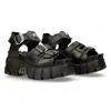 New Rock M-bios101-c2 Leather Sandal Punk In Black
