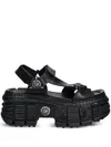 New Rock M-bios130-c7 Platform Buckle Sandals In Black