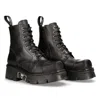 New Rock M-newmili083-s19 Combat Boots Leather In Black
