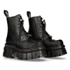 New Rock M-newmili083-s21 Tower Combat Boots Leather In Black