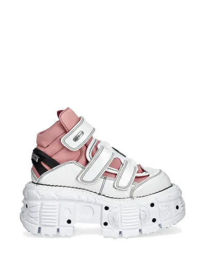 New Rock M-tank008-c6 Platform Strap Boots In White