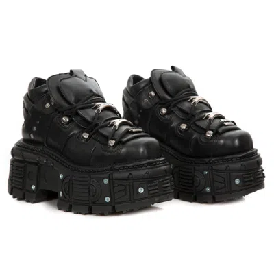 New Rock M-tank106-c2 Leather Goth Platform In Black