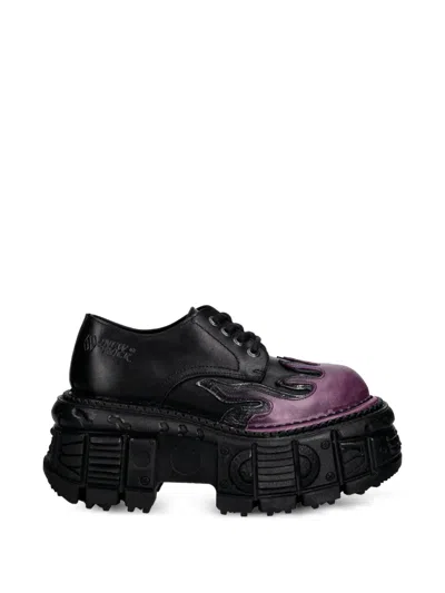 New Rock M-tank1553-c16 Lace-up Platform Boots In Black