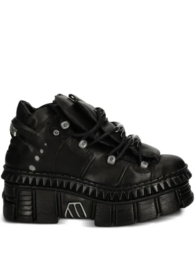 New Rock M-wall106-s13 Lace-up Platform Sneakers In Black