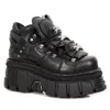 New Rock M.106-s29 Tower Metallic Goth Shoes In Black