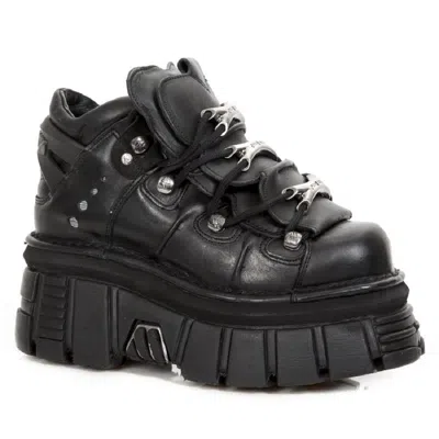 New Rock M.106-s29 Tower Metallic Goth Shoes In Black
