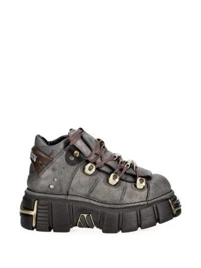 New Rock M-106xl-c196 Platform Ankle Boots In Gray