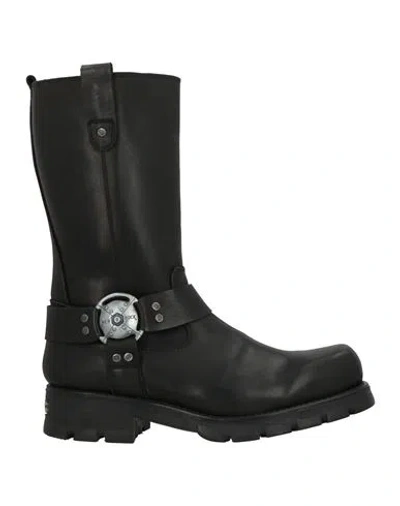 New Rock Man Boot Black Size 9 Leather