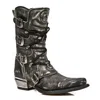 New Rock Men's Grey Dallas Leather Boots- M.7993-s3 In Grey