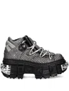 New Rock Metallic-accents Platform Sneakers In Black