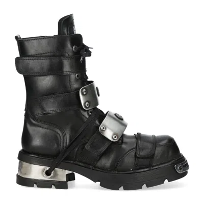 New Rock Metallic Black Leather Gothic Punk Rock High Boots - Met048-c9